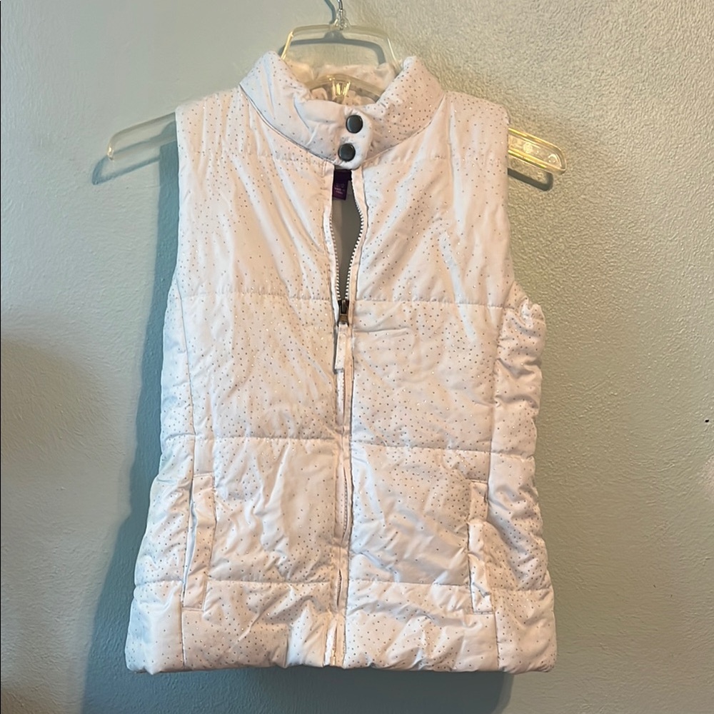 White Quilted Vest with Silver Sparkles